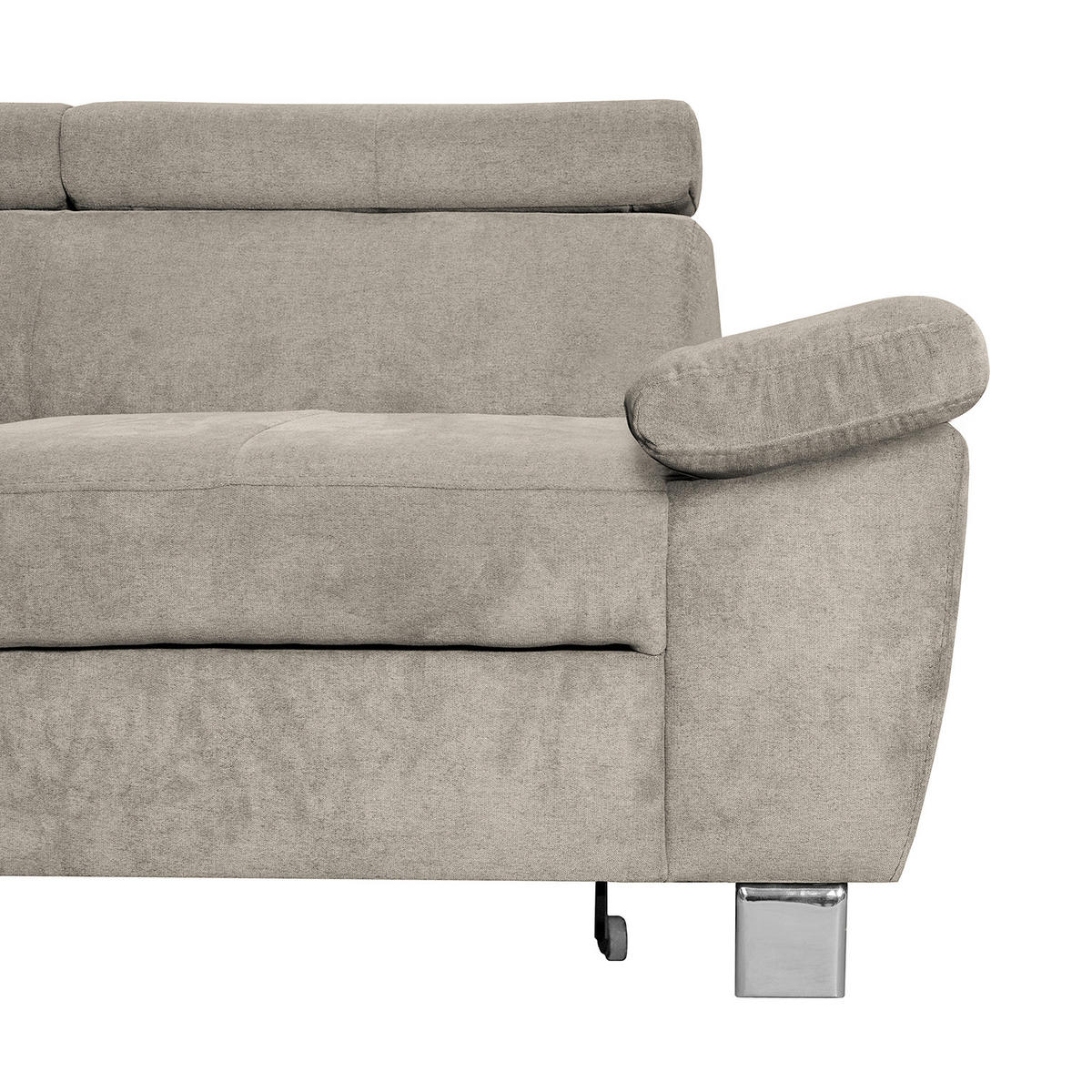 ECKSOFA Hellbraun Mikrofaser  - Chromfarben/Hellbraun, Design, Textil/Metall (208/248cm) - Livetastic