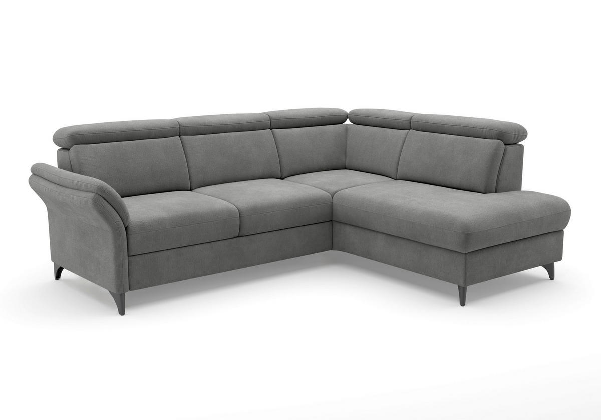 ECKSOFA GLENDALE E Grau Flachgewebe  - Schwarz/Grau, KONVENTIONELL, Textil/Metall (247/193cm) - Sit & More