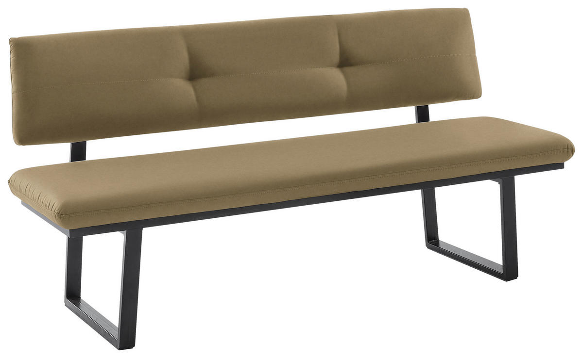 SITZBANK 180/86/60 cm  in Schwarz, Olivgrün  - Schwarz/Olivgrün, MODERN, Textil/Metall (180/86/60cm) - Cantus