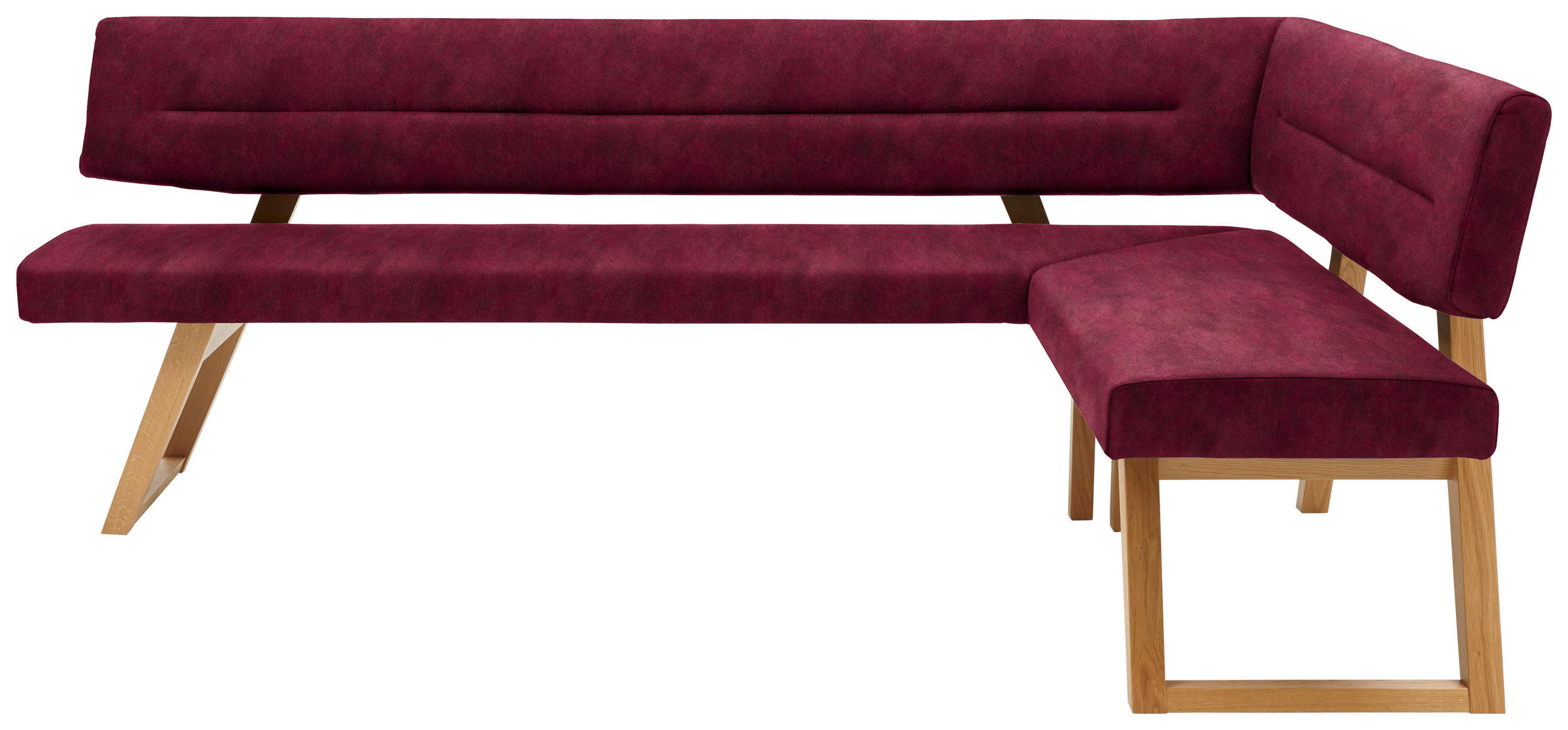 ECKBANK 225/155 cm  in Dunkelrot  - Eichefarben/Dunkelrot, KONVENTIONELL, Holz/Textil (225/155cm) - Dieter Knoll