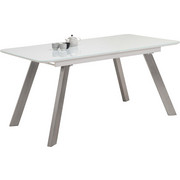JÍDELNÍ STŮL, barvy nerez oceli, bílá - bílá/barvy nerez oceli, Design, kov/kompozitní dřevo (160(200)/90/76cm) - Carryhome
