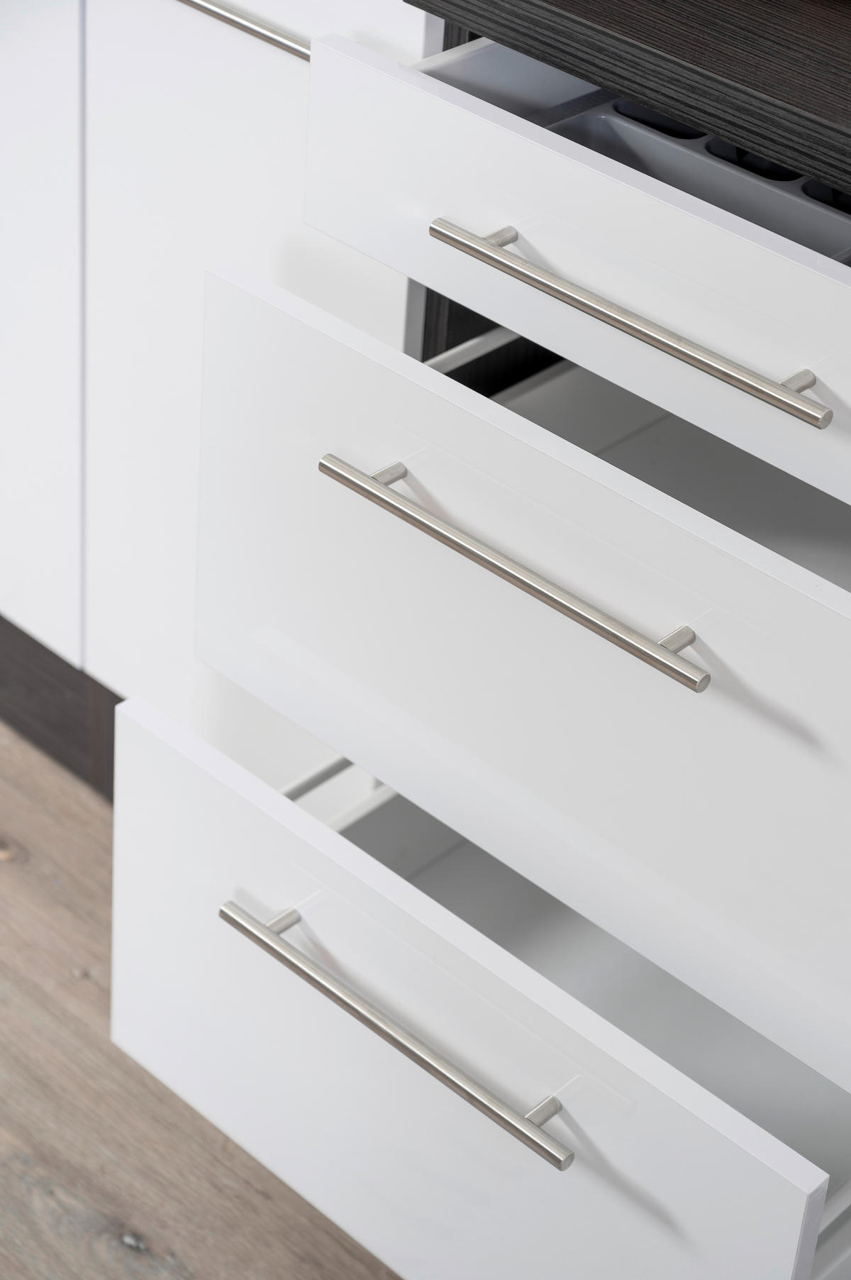 KÜCHENBLOCK 280/160 cm   in Grau, Weiss  - Weiss/Grau, Basics, Holzwerkstoff/Metall (280/160cm) - Respekta