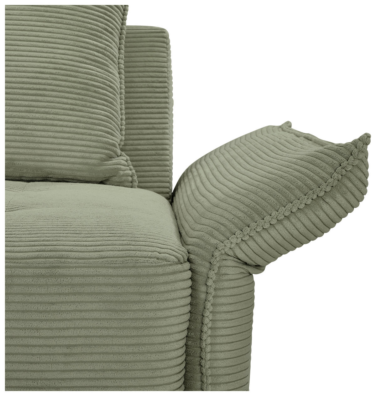 BIGSOFA in Cord Olivgrün  - Schwarz/Olivgrün, Design, Textil/Metall (226/91/103cm) - Carryhome