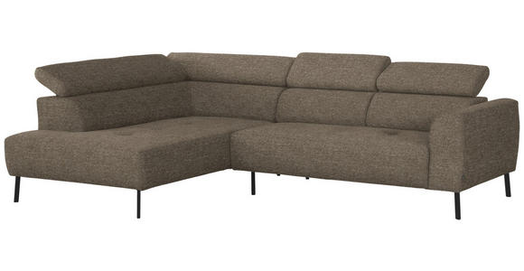 ECKSOFA in Chenille Hellbraun 205/280 cm - Hellbraun/Schwarz, Design, Textil/Metall (205/280cm) - Xora