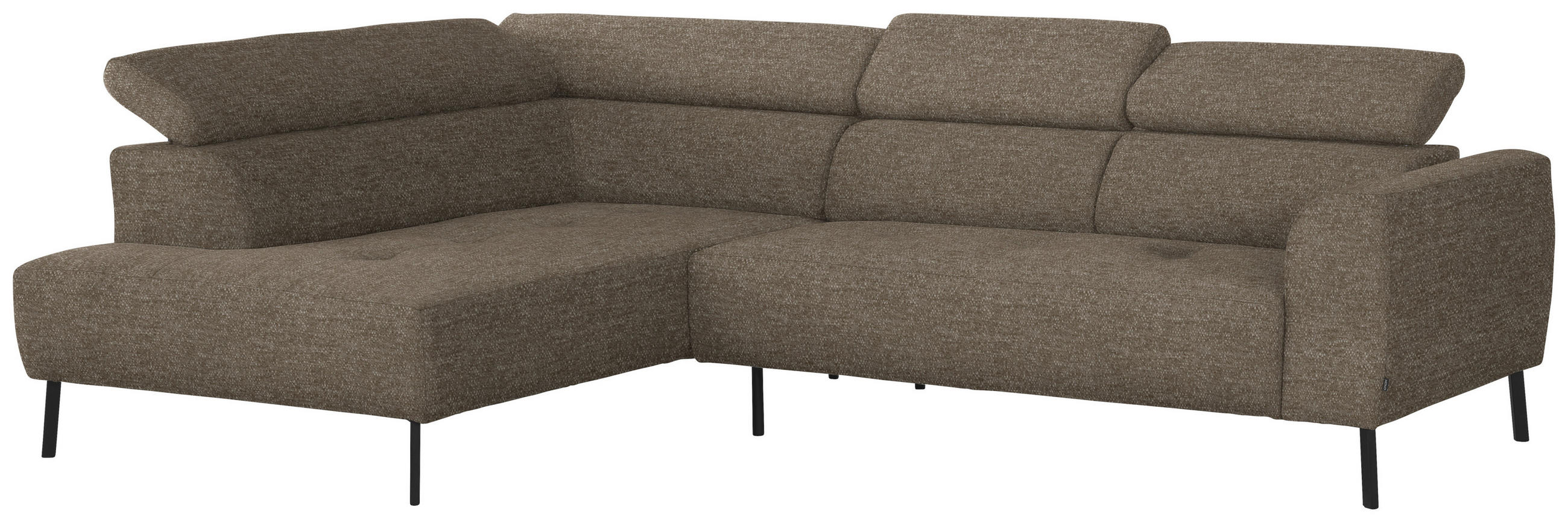 ECKSOFA in Chenille Hellbraun  205/280 cm  - Hellbraun/Schwarz, Design, Textil/Metall (205/280cm) - Xora