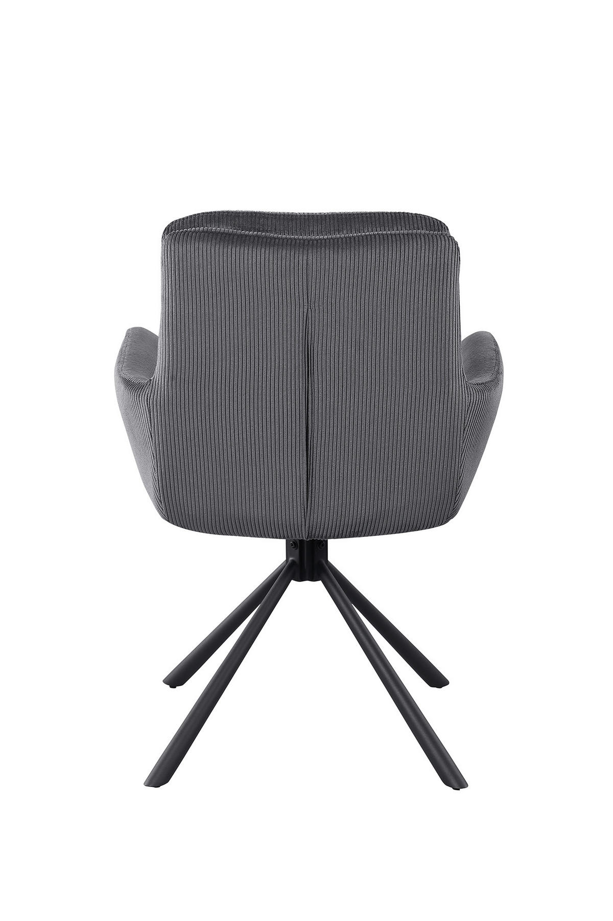 DREHSTUHL Cord Dunkelgrau  - Dunkelgrau/Schwarz, MODERN, Textil/Metall (60/89/64cm) - Livetastic