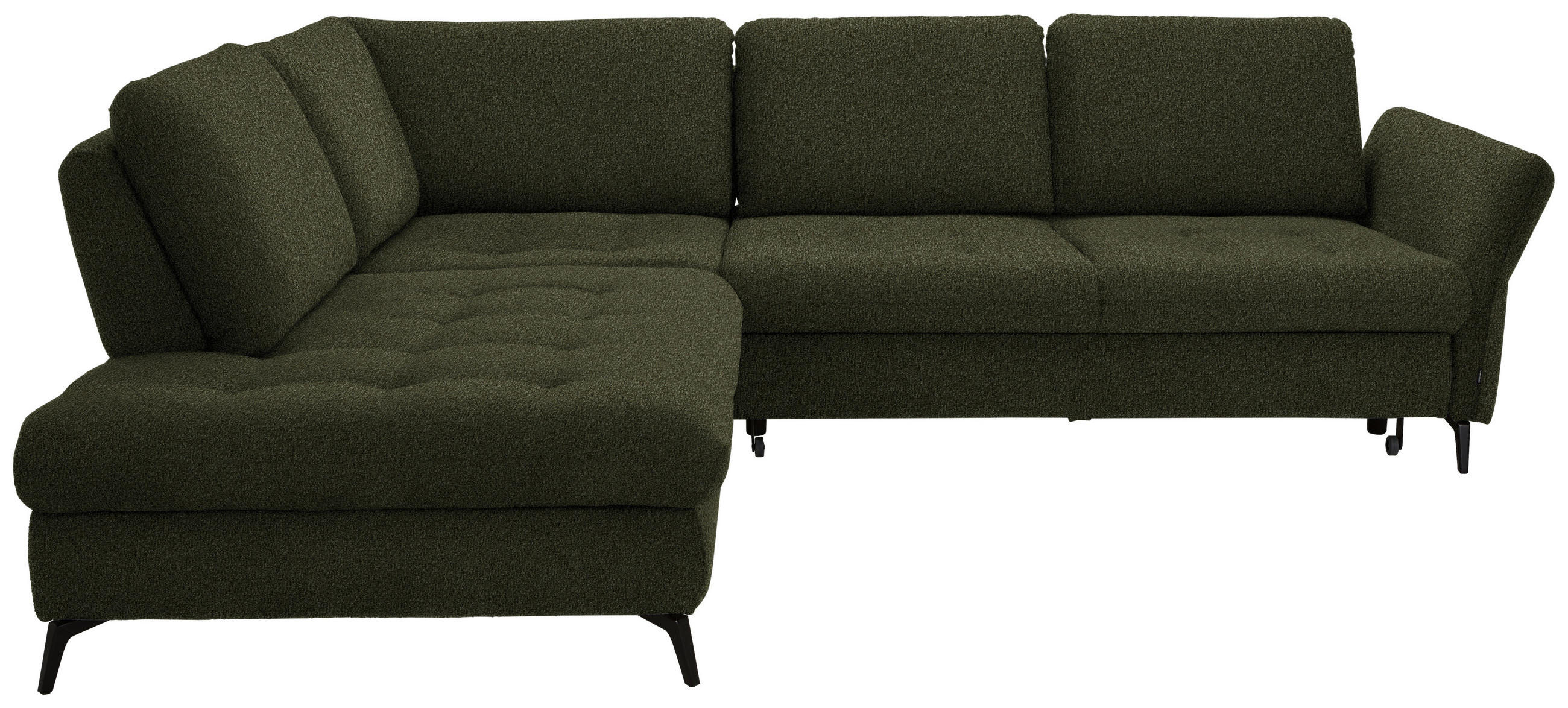 ECKSOFA Olivgrün Struktur  - Schwarz/Olivgrün, Natur, Textil/Metall (233/288cm) - Valnatura