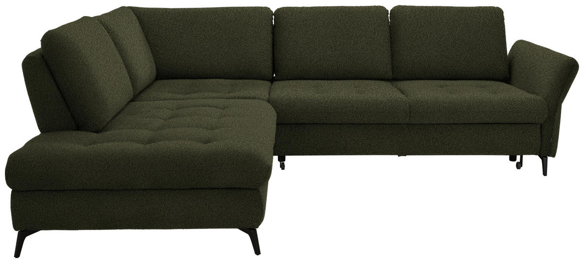 ECKSOFA in Struktur Olivgrün  - Schwarz/Olivgrün, Natur, Textil/Metall (233/288cm) - Valnatura