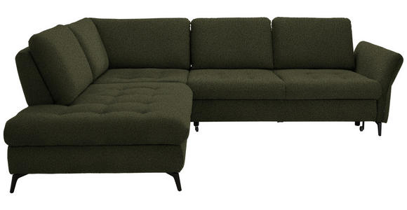 ECKSOFA in Struktur Olivgrün  - Schwarz/Olivgrün, Natur, Textil/Metall (233/288cm) - Valnatura