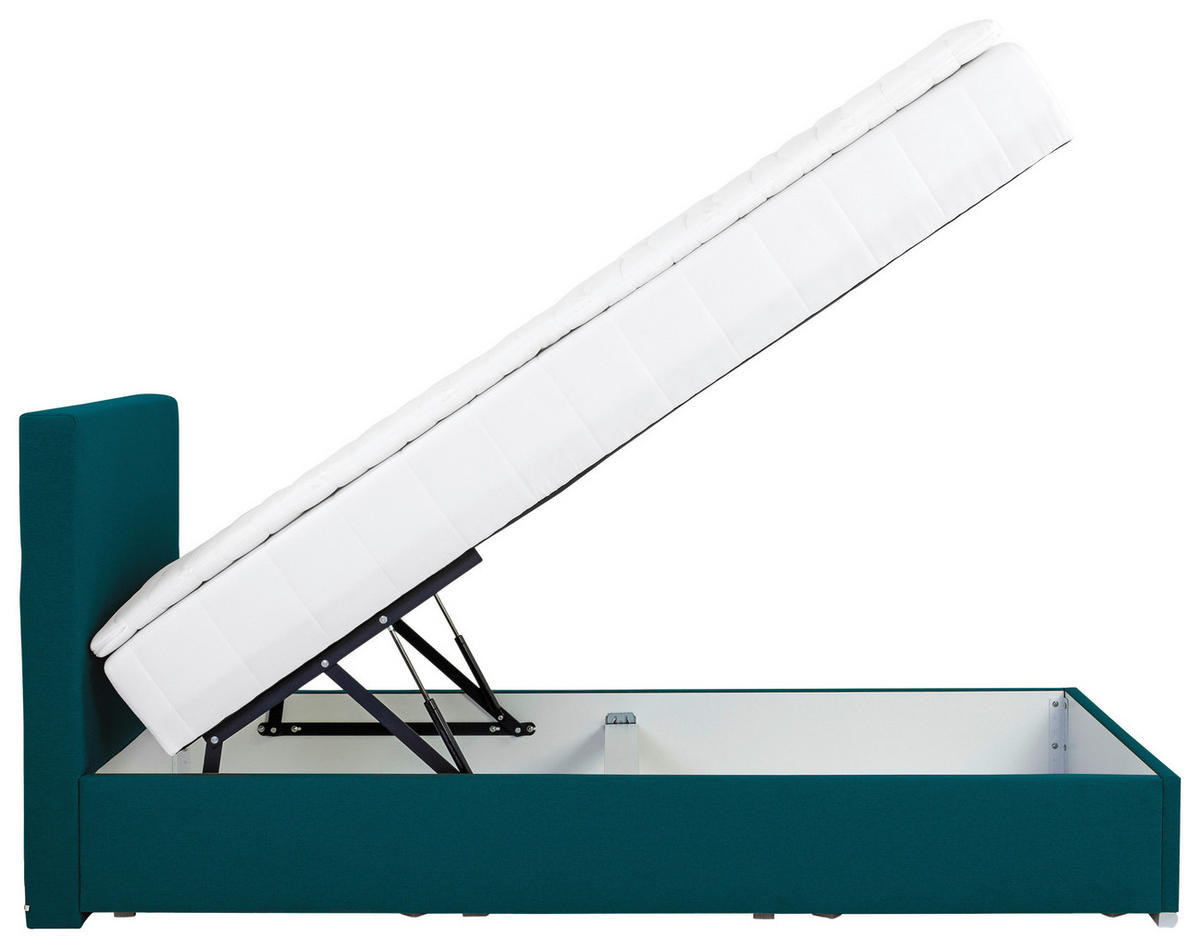 POLSTERBETT Bettkasten, Topper 100/200 cm  in Petrol  - Chromfarben/Petrol, KONVENTIONELL, Holz/Kunststoff (100/200cm) - MID.YOU