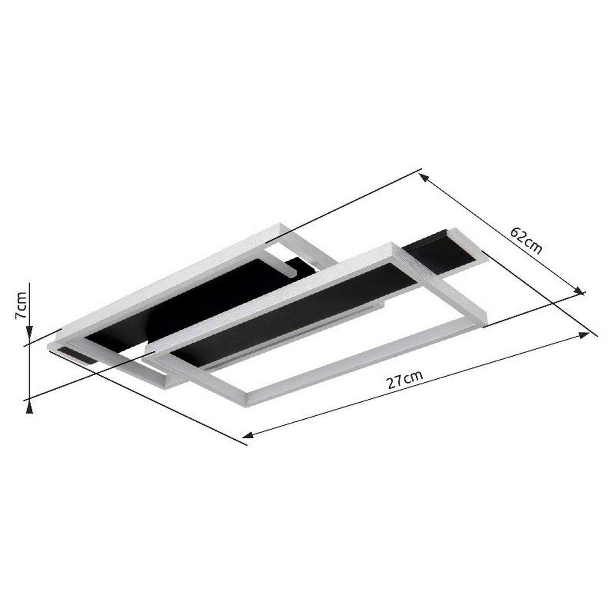 STROPNÍ LED SVÍTIDLO, 62/27/8,2 cm - černá/opál, Design, kov/plast (62/27/8,2cm) - Globo