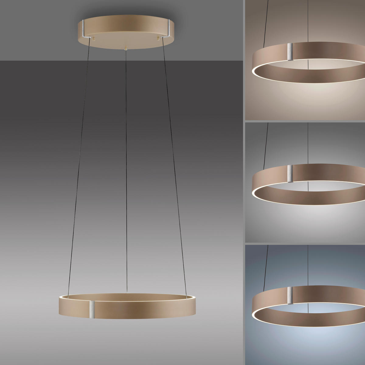 LED-PENDELLEUCHTE PURE E-Clipse 50/50/350 cm   - Bronzefarben, MODERN, Kunststoff/Metall (50/50/350cm) - Neuhaus PURE