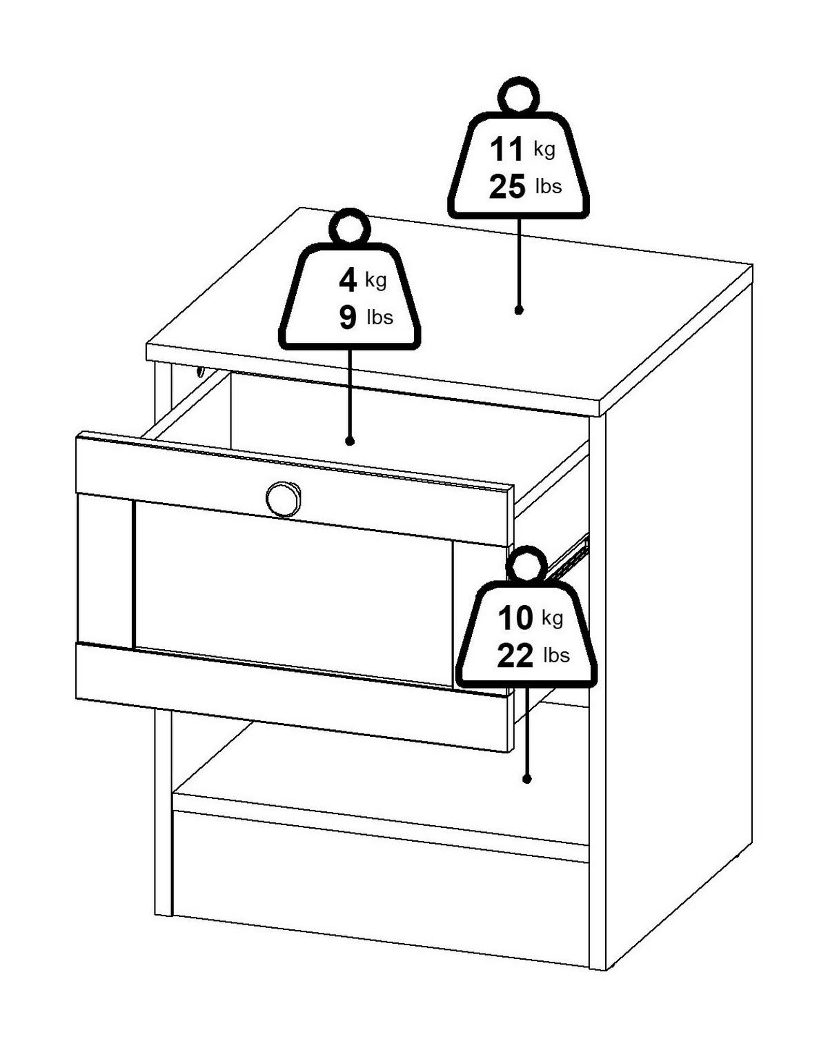 NACHTSCHRANK 40,2/51,2/36 cm  - Eichefarben/Silberfarben, MODERN, Holzwerkstoff/Metall (40,2/51,2/36cm) - MID.YOU