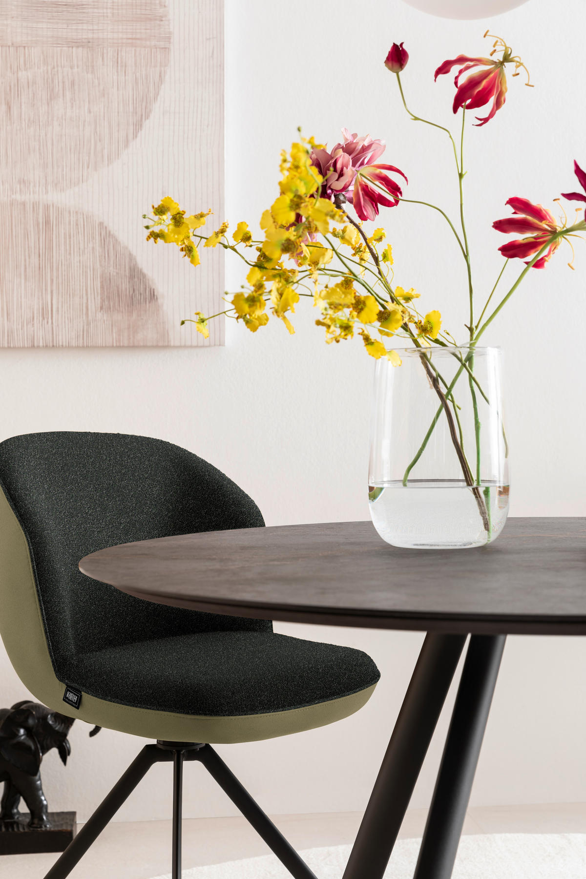 ARMLEHNSTUHL  in Webstoff, Mikrofaser  - Anthrazit/Olivgrün, Design, Textil/Metall (56/85/65cm) - Schöner Wohnen