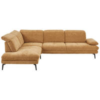 ECKSOFA Beldomo System Dunkelgelb Chenille Rücken echt, Kopfteilverstellung  - Dunkelgelb/Schwarz, Design, Textil/Metall (235/311cm) - Beldomo System
