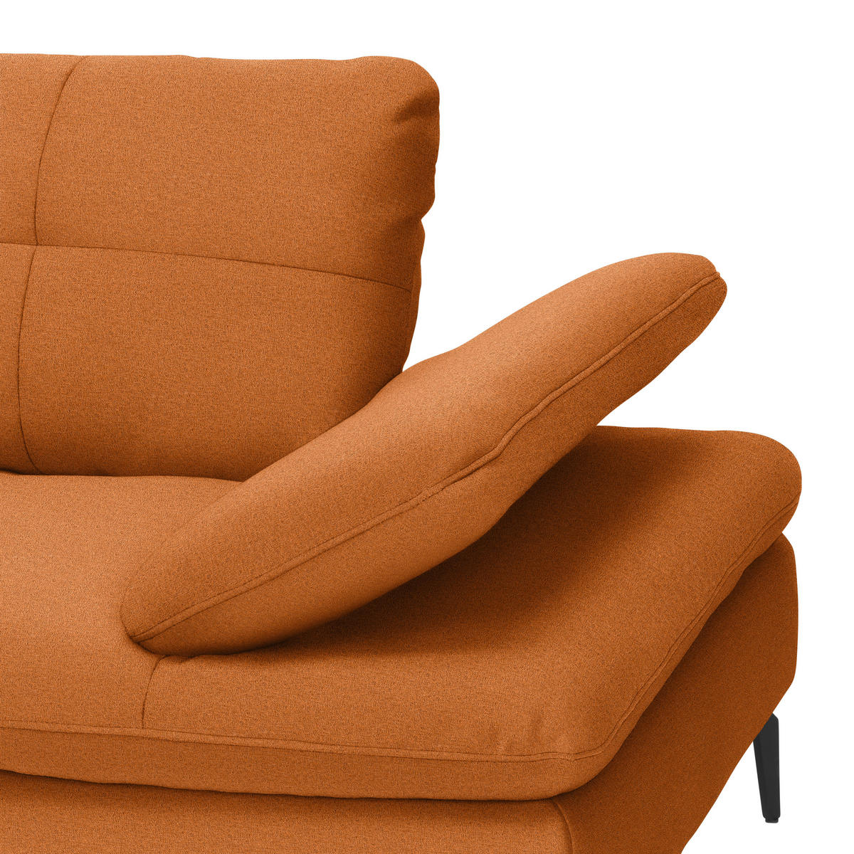 ECKSOFA in Webstoff Orange  179/301 cm  - Schwarz/Orange, Design, Textil/Metall (179/301cm) - Chilliano