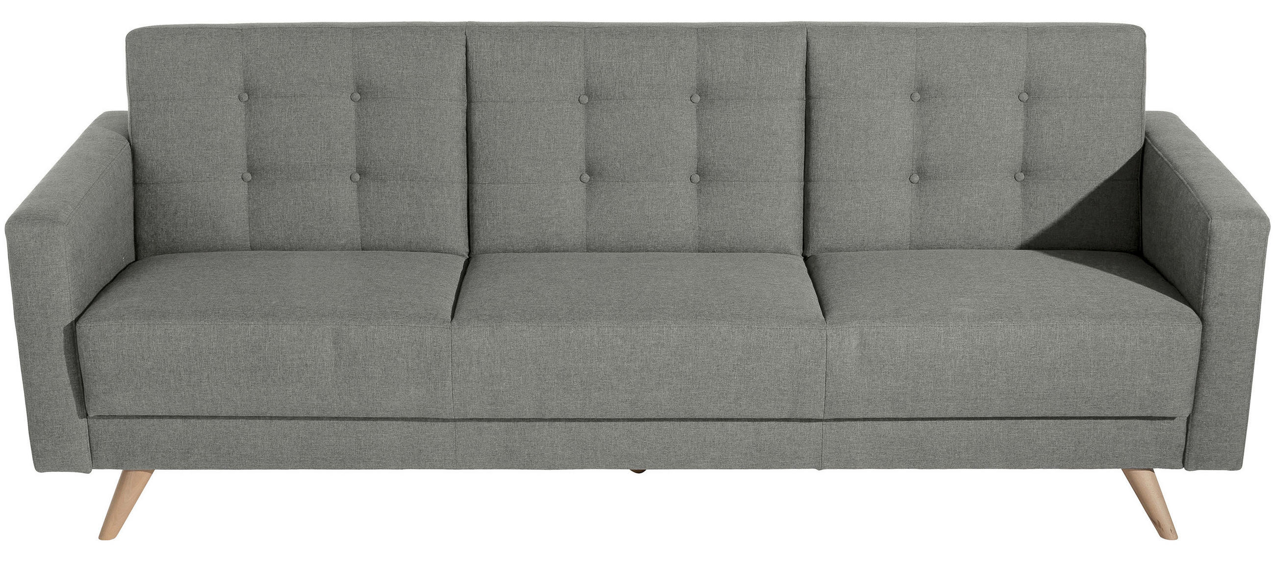 DREISITZER-SOFA Flachgewebe Hellgrau  - Buchefarben/Hellgrau, Design, Textil (224cm) - Max Winzer