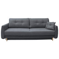 SCHLAFSOFA  mit Liegefunktion, Schlafen auf Sitzhöhe, Rücken echt Webstoff Graphitfarben  - Buchefarben/Graphitfarben, KONVENTIONELL, Holz/Textil (220/90/95cm) - Carryhome