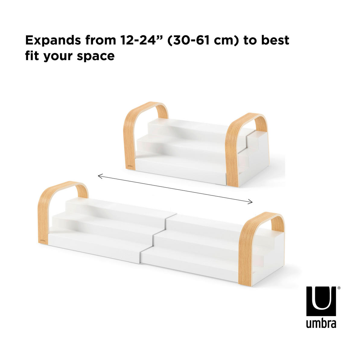 ORGANIZATOR BELLWOOD  - bijela/prirodne boje, Basics, drvo/plastika (31/16/12cm) - Umbra
