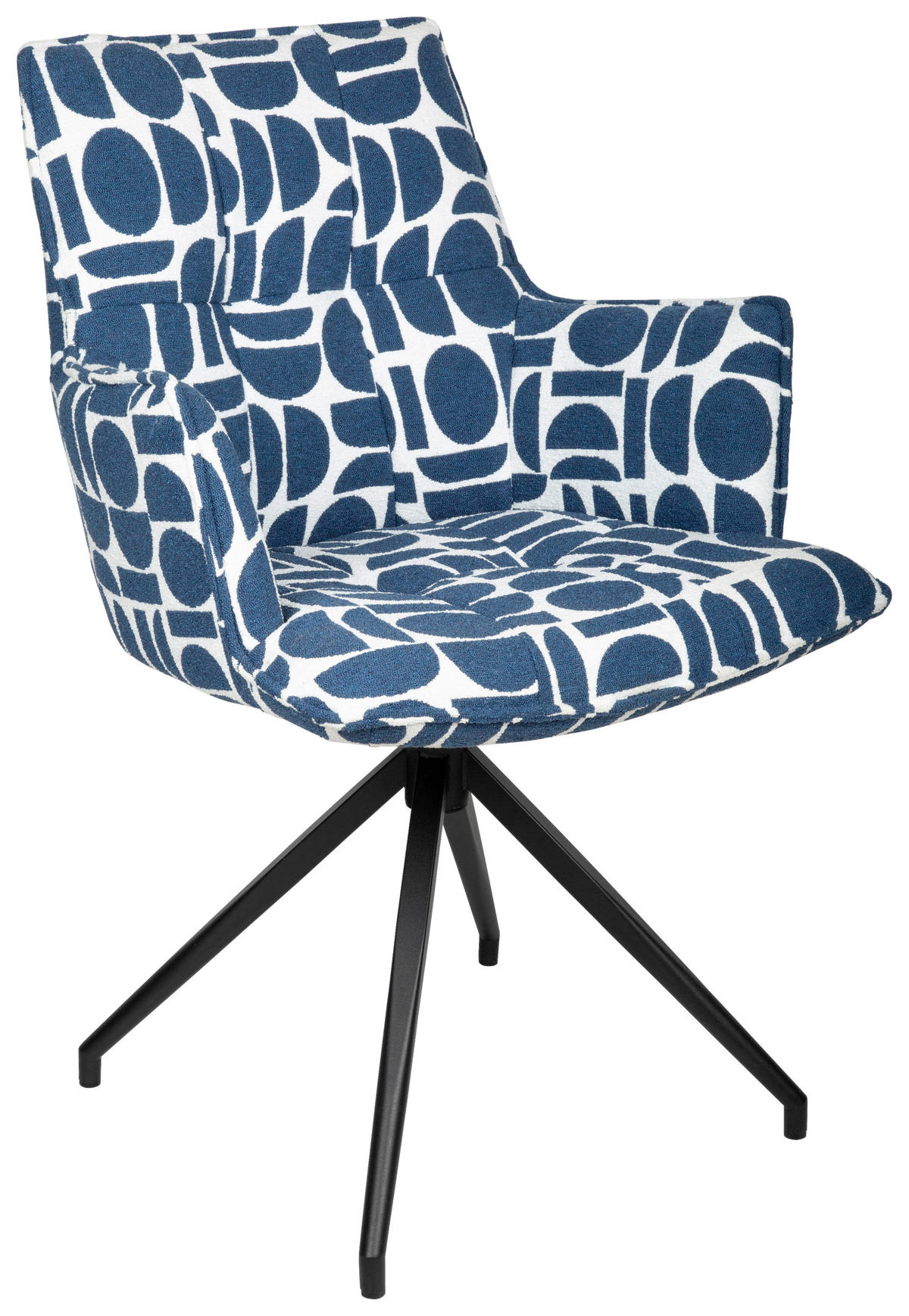ARMLEHNSTUHL  Sitzfläche 360° drehbar, automatische Rückholfunktion Jacquard  - Blau/Schwarz, Design, Textil/Metall (59/89,5/63cm) - Novel