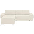 ECKSOFA Creme Chenille Rückenkissen, Bettkasten, Schlaffunktion, Rücken echt, Armteilverstellung, Liegefläche im Originalstoff  - Silberfarben/Creme, KONVENTIONELL, Holz/Textil (187/293cm) - Carryhome