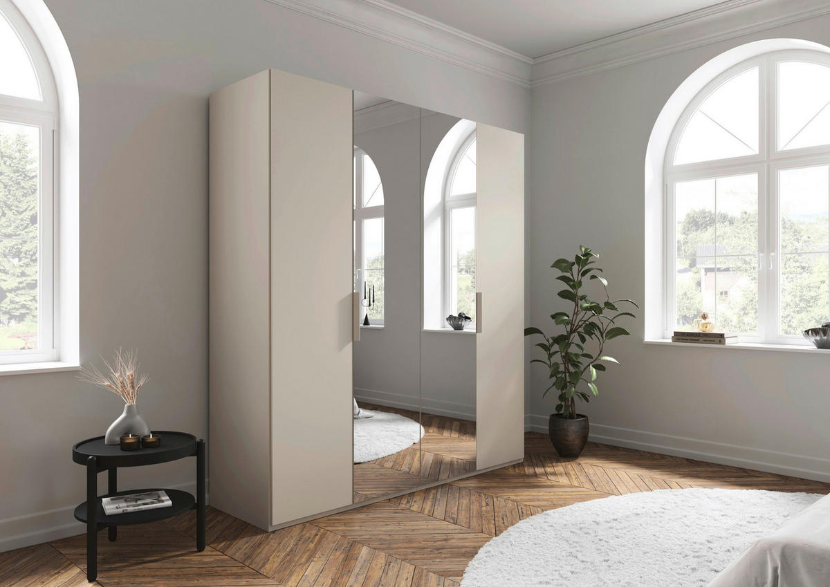 DREHTÜRENSCHRANK 201/235/61 cm,  in Champagner, 4-türig  - Champagner, Basics, Glas/Holzwerkstoff (201/235/61cm) - Novel