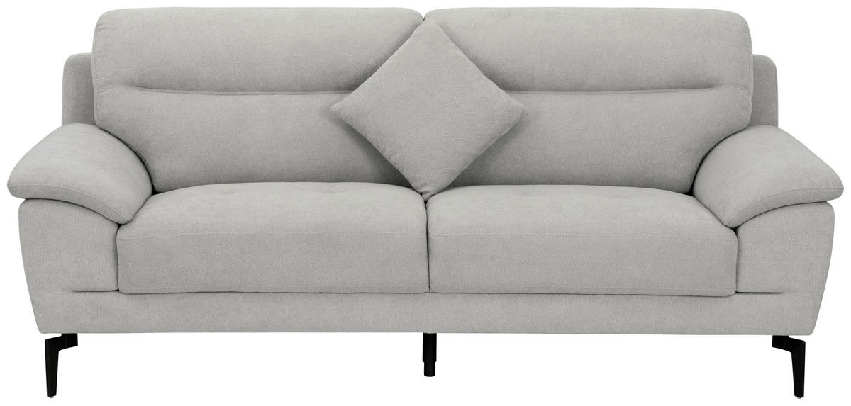 BOXSPRINGSOFA in Textil Grau  - Schwarz/Grau, KONVENTIONELL, Textil/Metall (215/92/94cm) - Livetastic