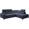 ECKSOFA in Struktur Dunkelblau  - Schwarz/Dunkelblau, MODERN, Textil/Metall (254/212cm) - Carryhome