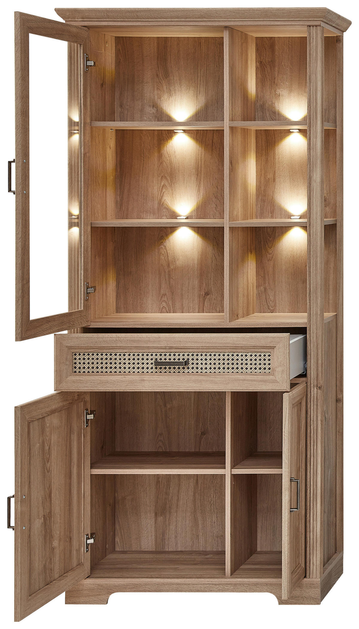 VITRINE in Eichefarben  - Eichefarben, Design, Holzwerkstoff/Metall (93/204/42cm) - MID.YOU