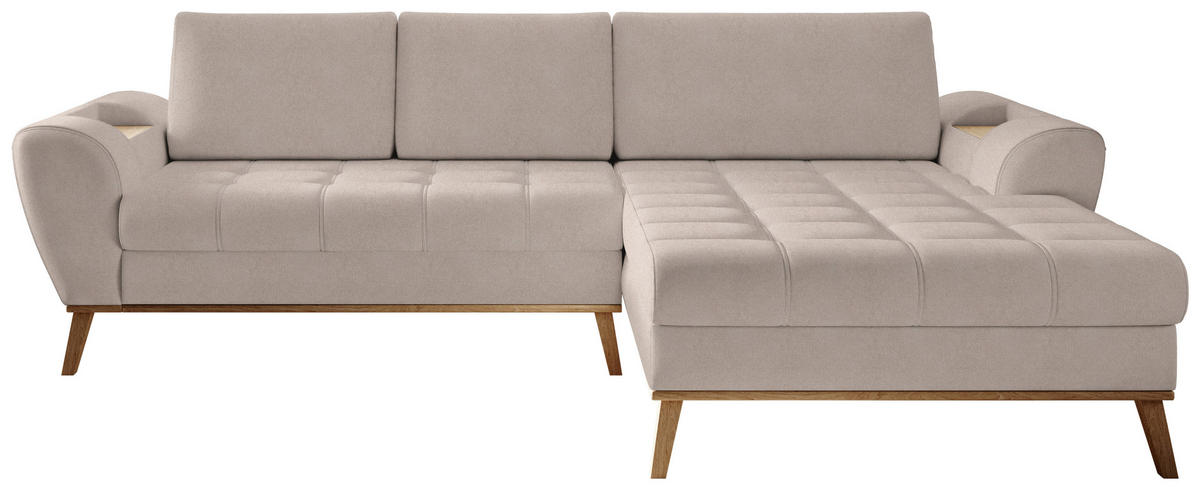 ECKSOFA in Webstoff Beige  - Eichefarben/Beige, Design, Holz/Textil (282/175cm) - Carryhome