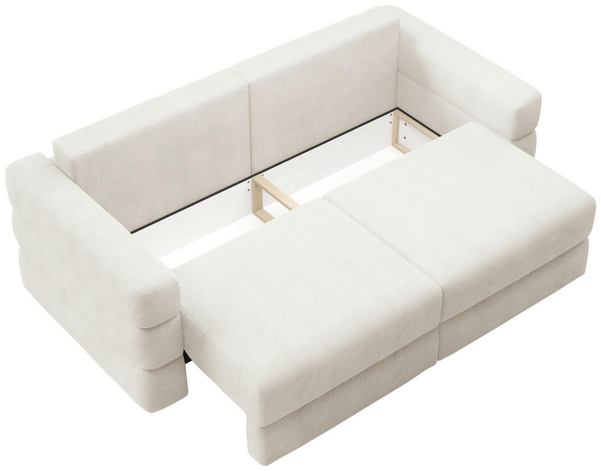 SCHLAFSOFA TERAZZO in Webstoff Beige  - Beige/Schwarz, Design, Kunststoff/Textil (254/93/167cm) - Livetastic