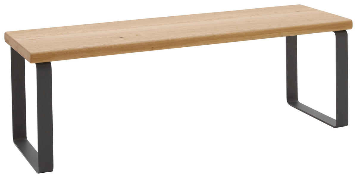 SITZBANK in Holz, Metall Schwarz, Wildeiche  - Wildeiche/Schwarz, Design, Holz/Metall (120/40/38cm) - Valnatura