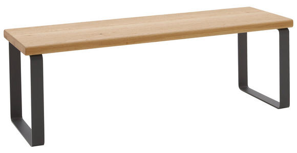 SITZBANK 120/40/38 cm Schwarz, Wildeiche Wildeiche massiv - Wildeiche/Schwarz, Design, Holz/Metall (120/40/38cm) - Valnatura