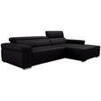 ECKSOFA DUA in Echtleder Schwarz  293/170 cm  - Chromfarben/Schwarz, Design, Leder/Metall (293/170cm) - Novel