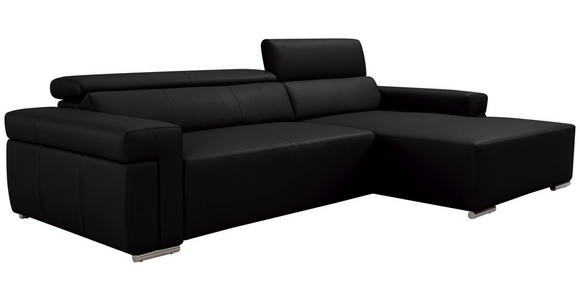 ECKSOFA DUA in Echtleder Schwarz  293/170 cm  - Chromfarben/Schwarz, Design, Leder/Metall (293/170cm) - Novel