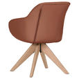 ARMLEHNSTUHL  Typenauswahl, Sitzfläche 360° drehbar, automatische Rückholfunktion  Echtleder  - Cognac/Naturfarben, Design, Leder/Holz (60/83/65cm) - Landscape
