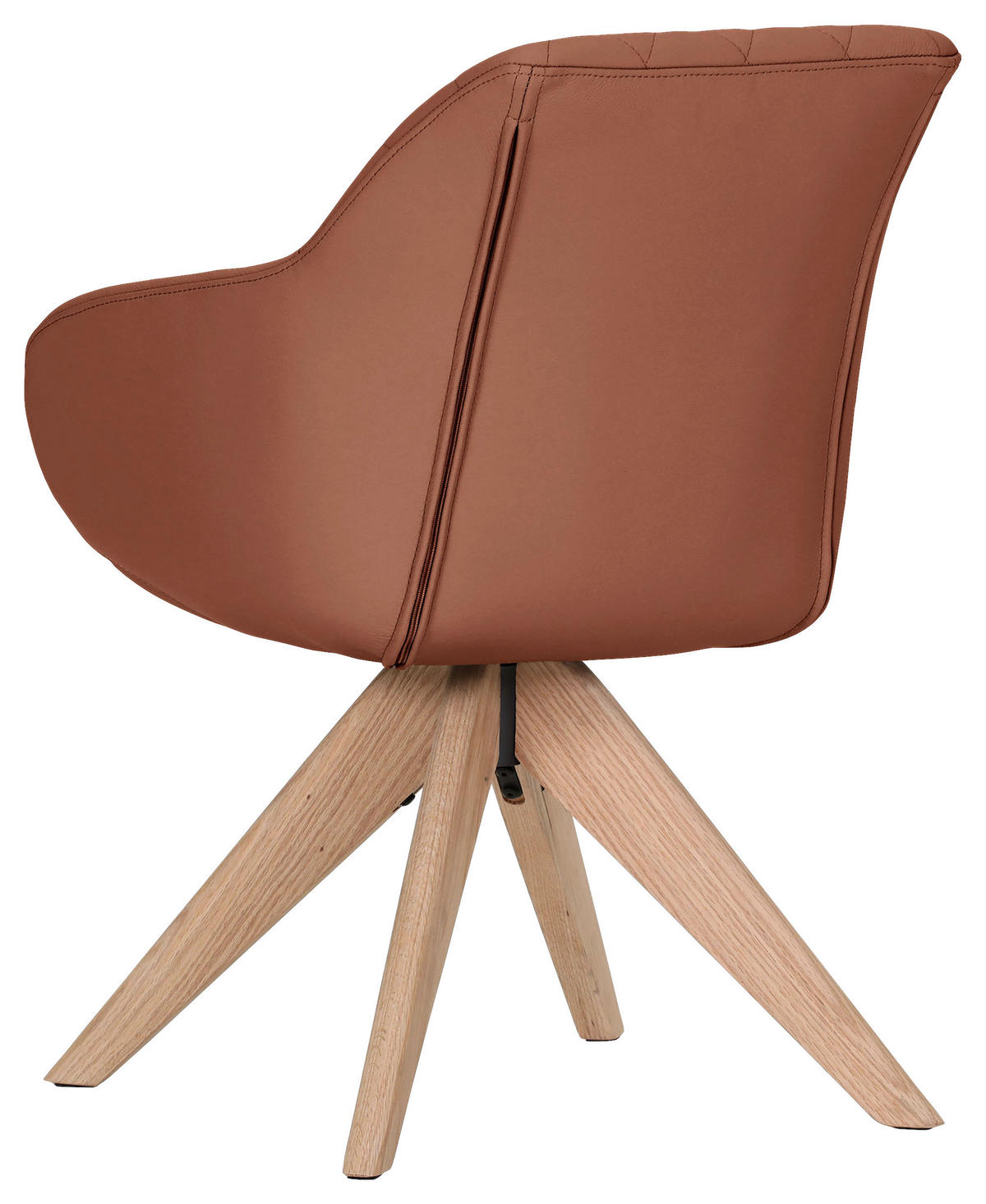 ARMLEHNSTUHL  Typenauswahl, Sitzfläche 360° drehbar, automatische Rückholfunktion  Echtleder  - Cognac/Naturfarben, Design, Leder/Holz (60/83/65cm) - Landscape