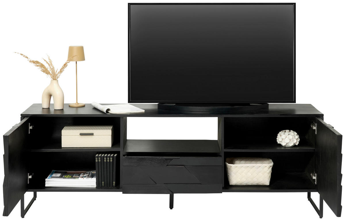 LOWBOARD  in 175/60/40 cm  - Schwarz, Trend, Holz/Metall (175/60/40cm) - Ambia Home