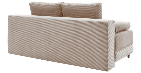 SCHLAFSOFA Cord Taupe Rückenkissen, Armlehnenkissen, Bettkasten, Schlaffunktion, Rücken echt, Liegefläche im Originalstoff  - Taupe/Schwarz, KONVENTIONELL, Holz/Textil (196/96/103cm) - Carryhome