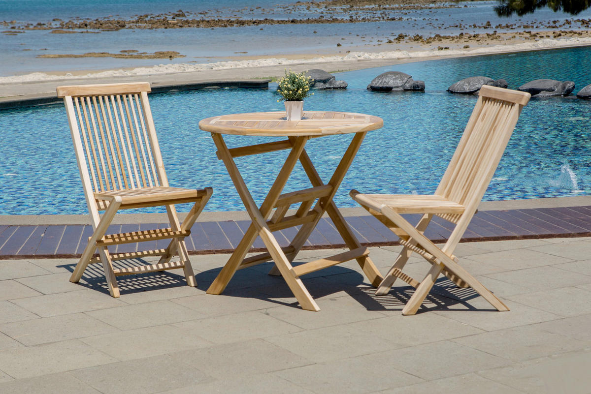 GARTENKLAPPSTUHL-SET Teakholz Naturfarben  - Naturfarben, Design, Holz (47/89/57cm) - Livetastic