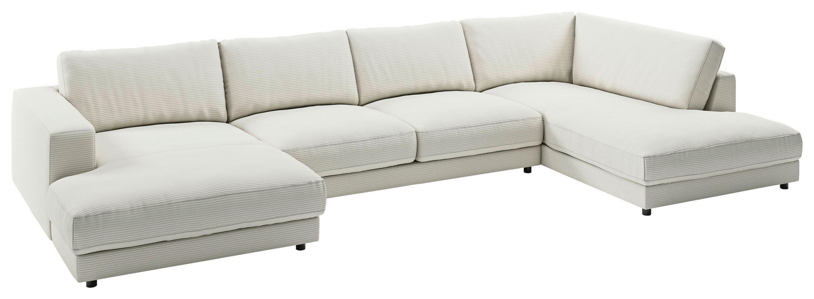 WOHNLANDSCHAFT in Cord Hellgrau  - Hellgrau/Schwarz, Design, Kunststoff/Textil (190/425/224cm) - Pure Home Lifestyle