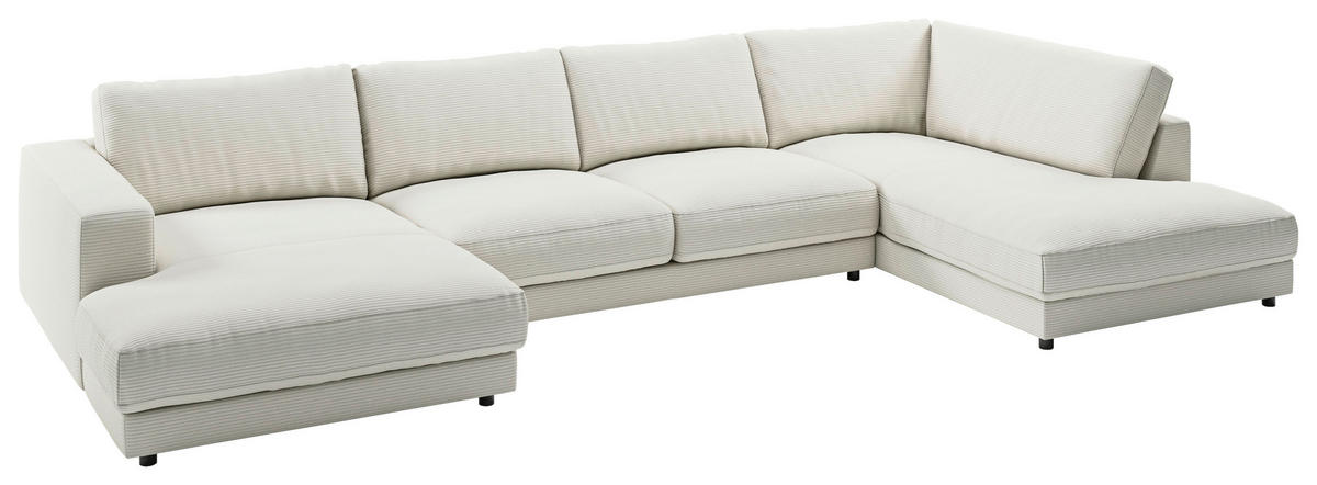 WOHNLANDSCHAFT in Cord Hellgrau  - Hellgrau/Schwarz, Design, Kunststoff/Textil (190/425/224cm) - Pure Home Lifestyle