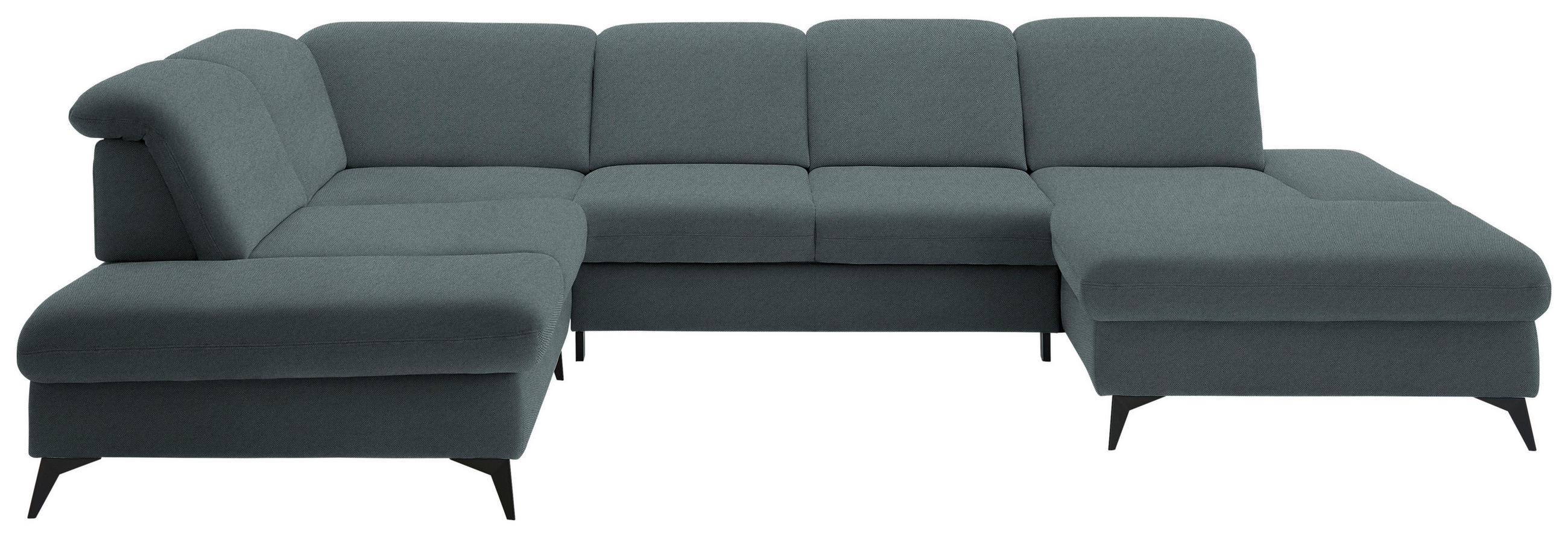 WOHNLANDSCHAFT Chenille Blau  - Blau/Schwarz, Design, Textil/Metall (255/364/198cm) - Beldomo Style