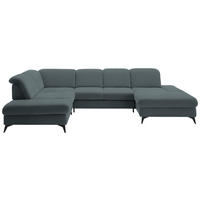 WOHNLANDSCHAFT Chenille Blau  - Blau/Schwarz, Design, Textil/Metall (255/364/198cm) - Beldomo Style