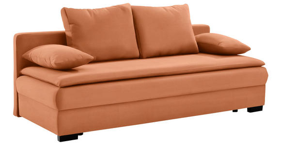 SCHLAFSOFA in Samt Orange - Schwarz/Orange, KONVENTIONELL, Kunststoff/Textil (207/94/90cm) - Venda