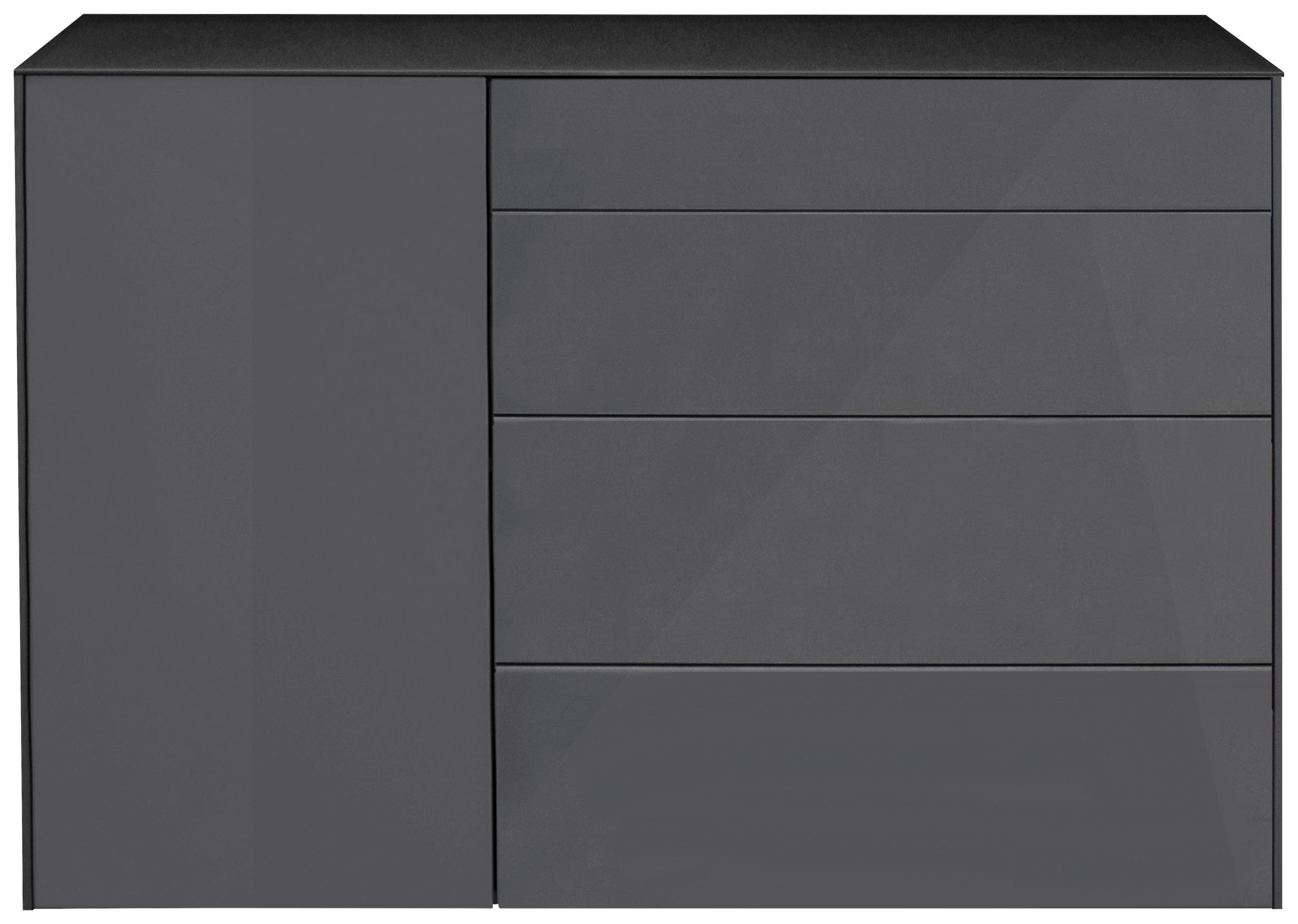 SIDEBOARD Imola  in 131/89/42 cm  - Anthrazit/Schwarz, Design, Glas/Holzwerkstoff (131/89/42cm) - Novel