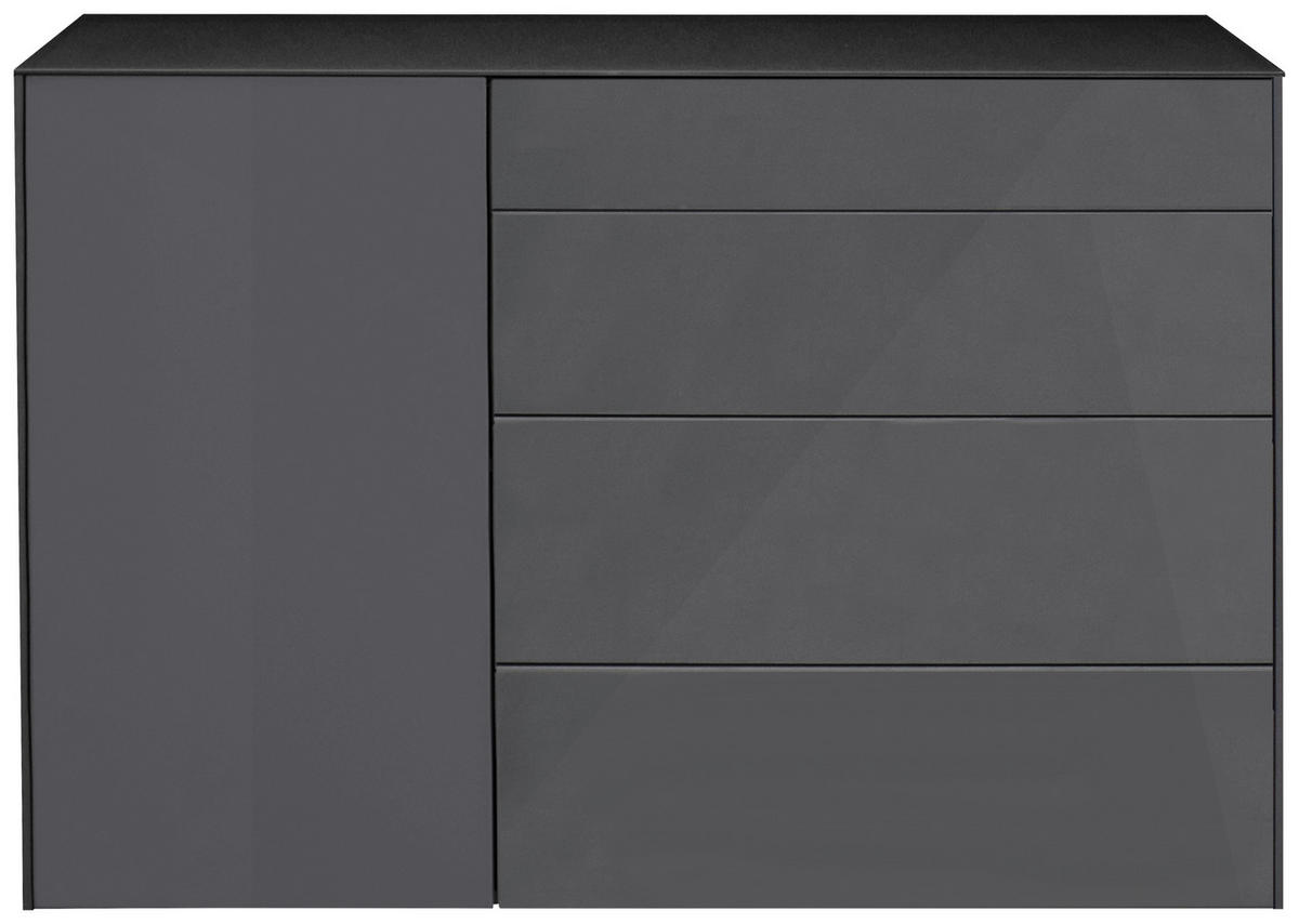 SIDEBOARD Imola  in 131/89/42 cm  - Anthrazit/Schwarz, Design, Glas/Holzwerkstoff (131/89/42cm) - Novel