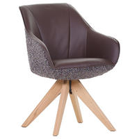 STOLIČKA S PODRÚČKAMI, ženilka, plochá tkanina, fialová - farba duba/fialová, Konventionell, drevo/textil (60/83/65cm) - Landscape