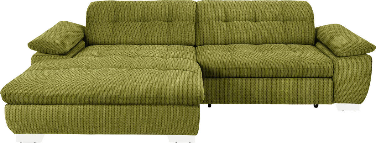 ECKSOFA in Mikrofaser Hellgrün  - Chromfarben/Hellgrün, Design, Textil/Metall (180/265cm) - Carryhome