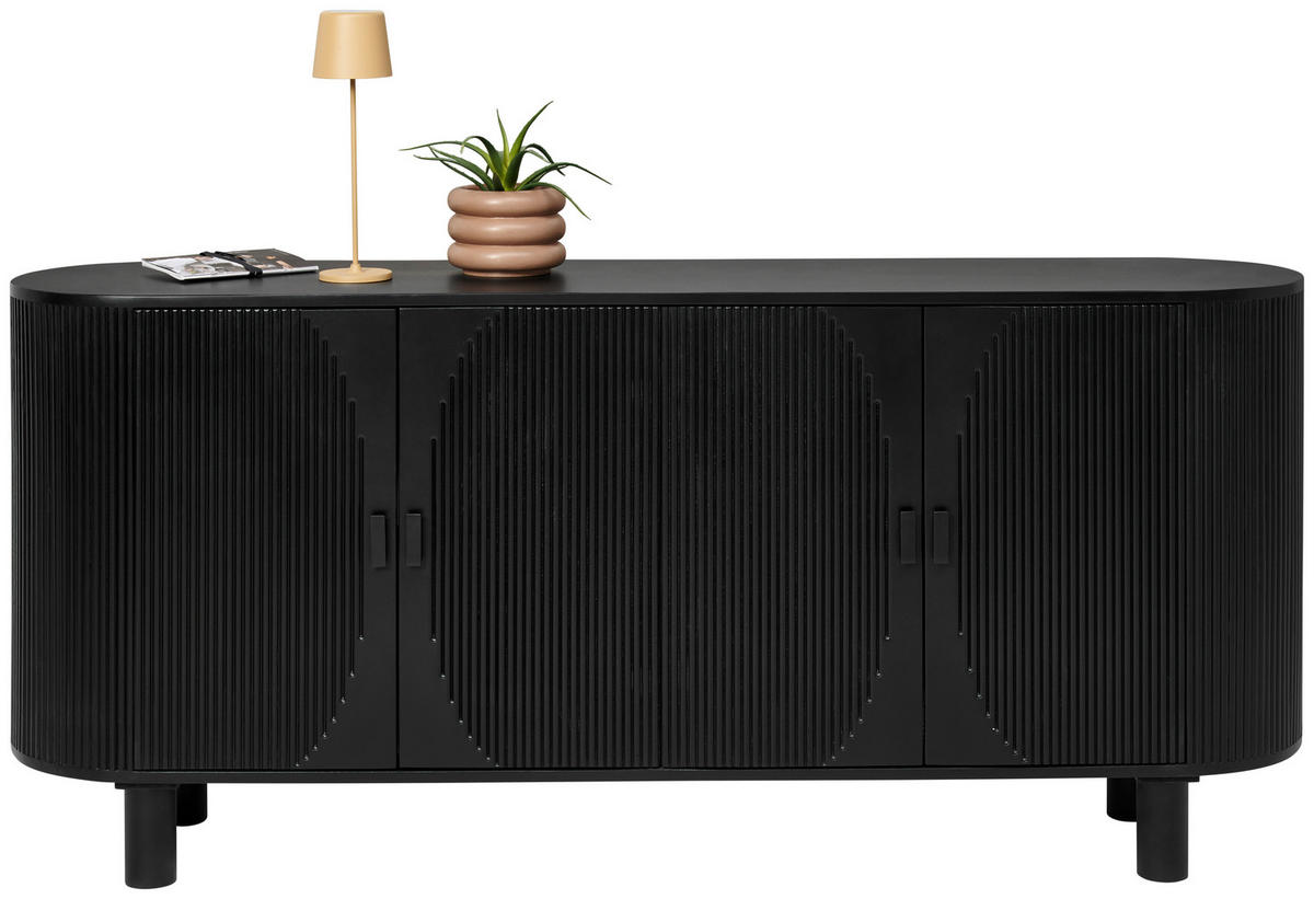 SIDEBOARD Schwarz  180/80/40 cm  - Schwarz, Trend, Holz/Metall (180/80/40cm) - Ambia Garden
